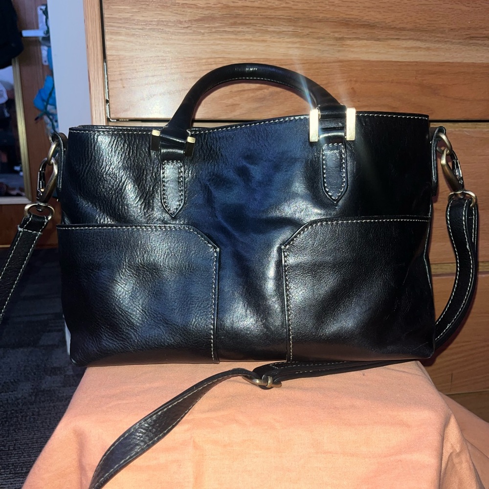 Black Alma Milano Leather Handbag. Handmade in Italy.